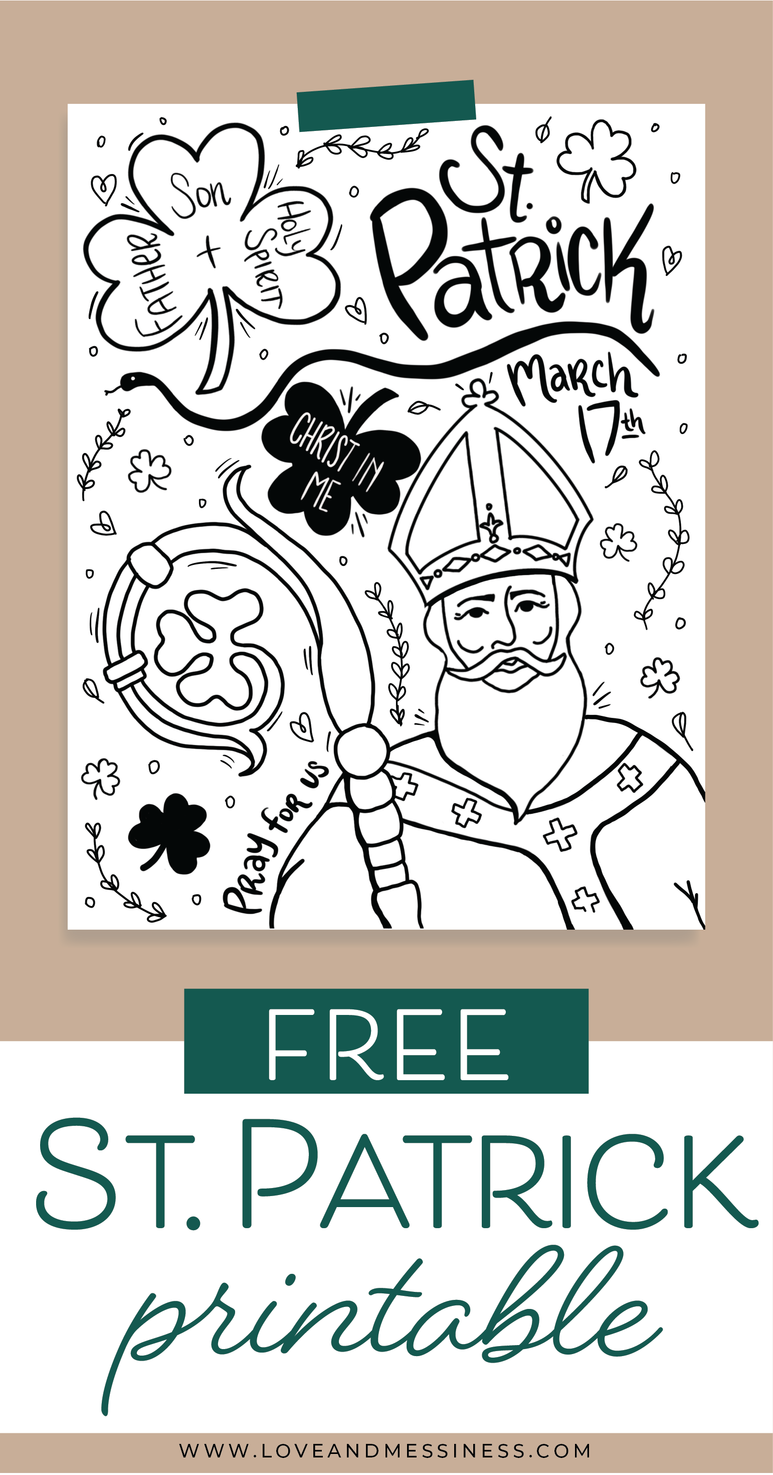 Free St Patrick Coloring Page Love Messiness